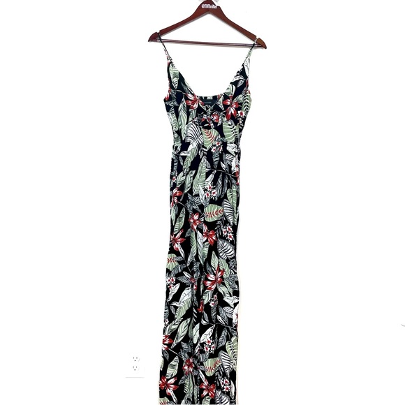 MinkPink Women’s Wide Leg Floral Cutout Jumpsuit Tropical XS Summer Relaxed Fit - Picture 1 of 13